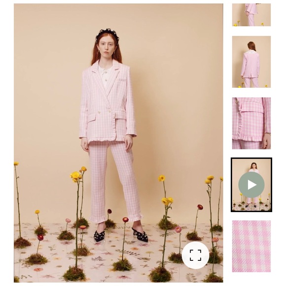 Sister Jane Bee Botanical Buzz Gingham Tweed Blazer & Pants Suit Two Piece Set - Picture 1 of 9